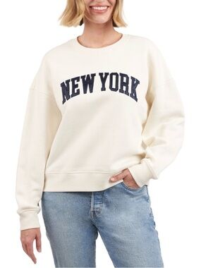 Elle Sport New York Crewneck Sweatshirt Cream XXL Logo Graphic